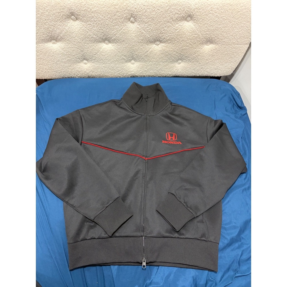 H&M Honda Track Jacket Mens Medium Black Red Full Zip Loose Fit Streetwear